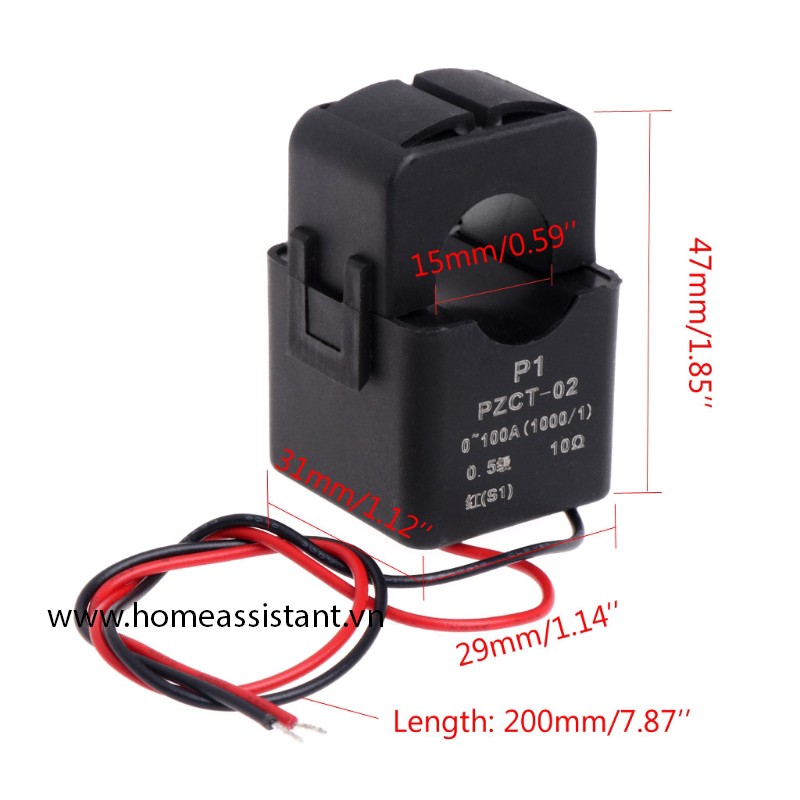 Biến Dòng CT Cảm Biến Đo Dòng Điện Dạng Kẹp Cho Công Tơ PZCT-02