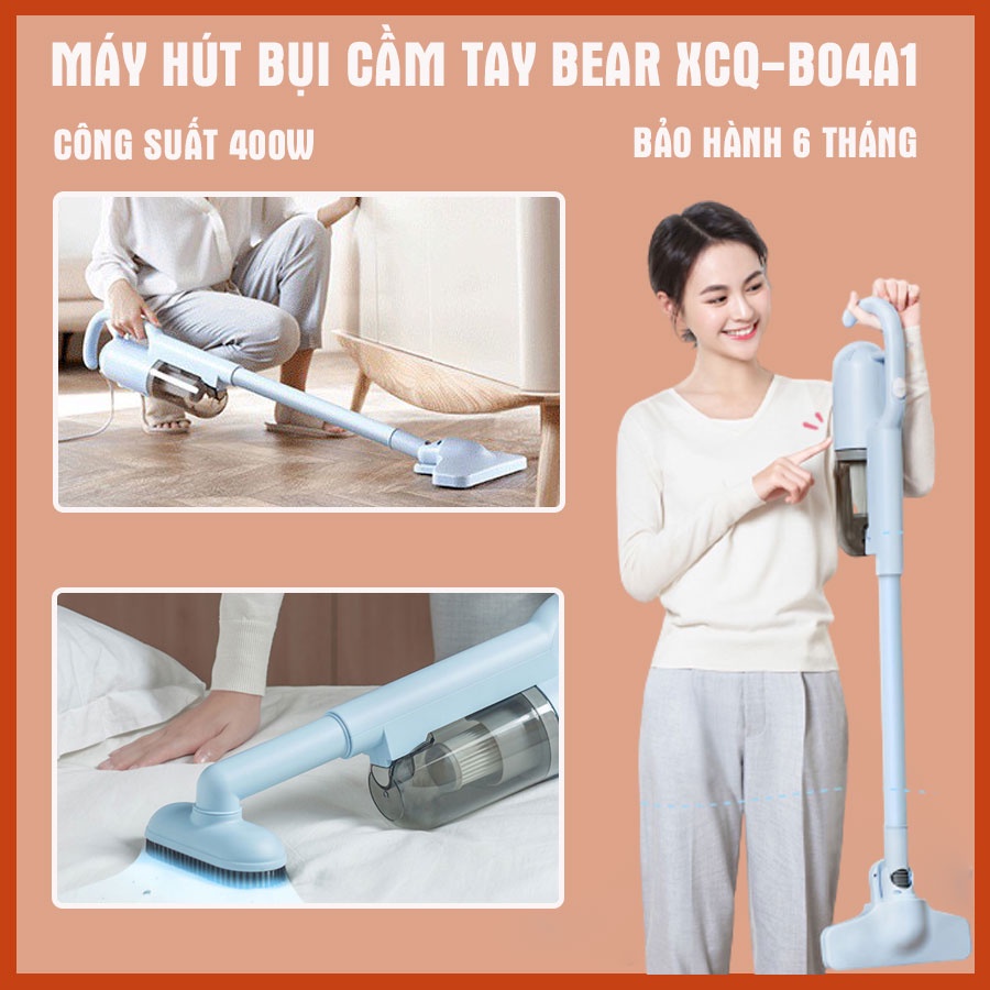 Máy hút bụi cầm tay BEAR XCQ-B04A1, Máy hút bụi giường nệm, sofa, công suất 400W, lực hút 10000Pa- Bảo hành 6 Tháng