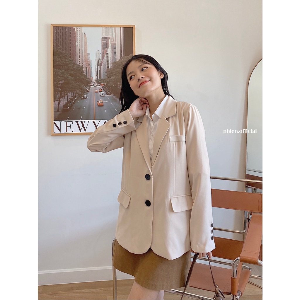 Áo khoác blazer nữ phói nút tay dài Nhienvintage_BA16