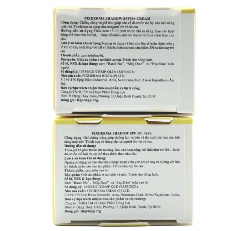Kem Chống Nắng Fixderma Shadow SPF 50+ Cream 75g