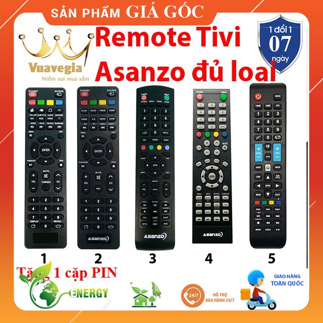 REMOTE ĐIỀU KHIỂN TIVI ASANZO ĐỦ LOẠI CHÍNH HÃNG