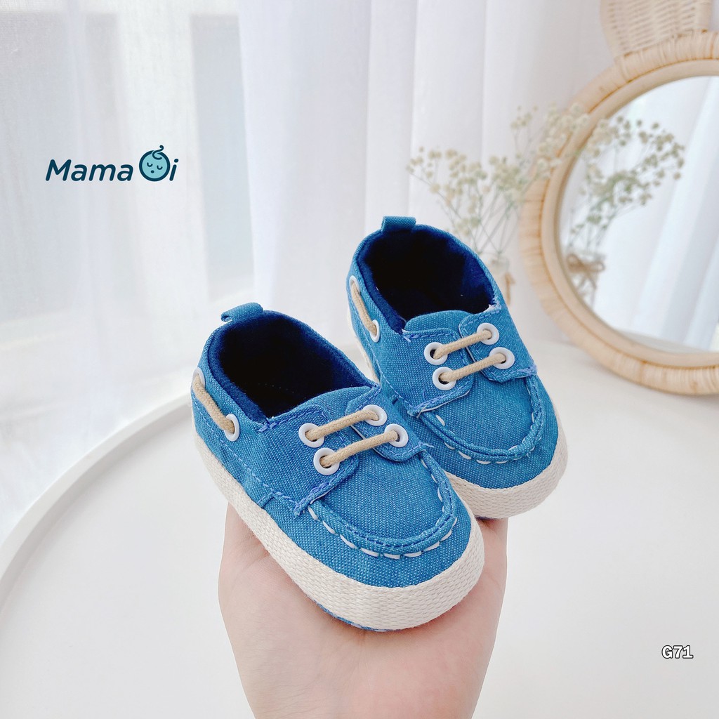 G71 Giày lười cho bé cột dây màu xanh đế vải mềm mại tập đi cho bé của Mama Ơi - Thời trang cho bé