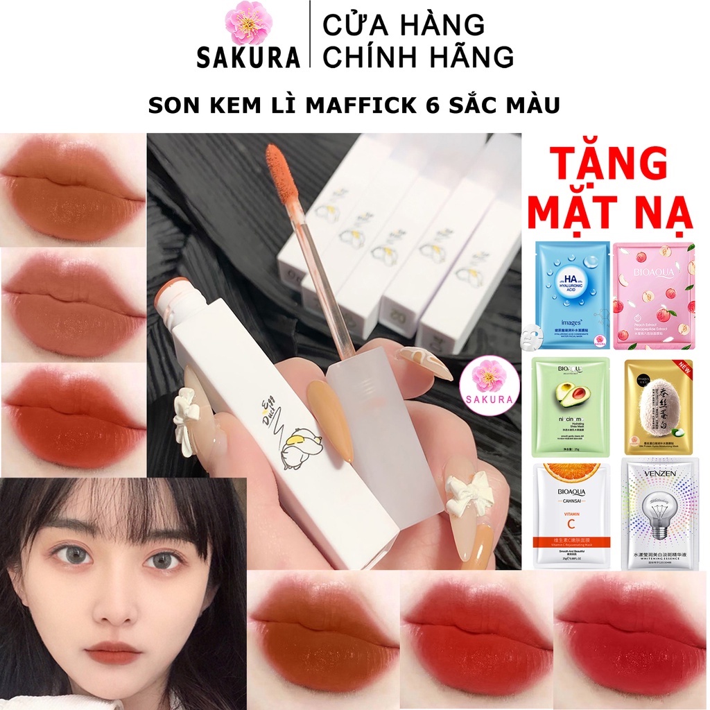 Son bóng tint kem lì môi Maffick dưỡng ẩm nhung mịn lâu trôi cao cấp nội địa trung SAKURA | BigBuy360 - bigbuy360.vn