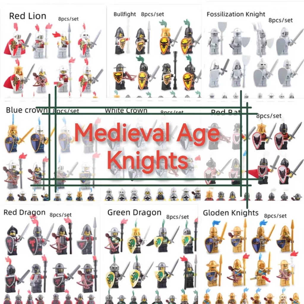 Set 8 Mô Hình Kỵ Sĩ Thời Trung Cổ Đồ Chơi Giáo Dục Cho Bé