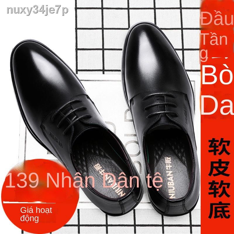 Lớp đầu tiên của giày da bò, nam, mềm, bộ công sở khử mùi, nam mùa hè thông thường, thoáng khí