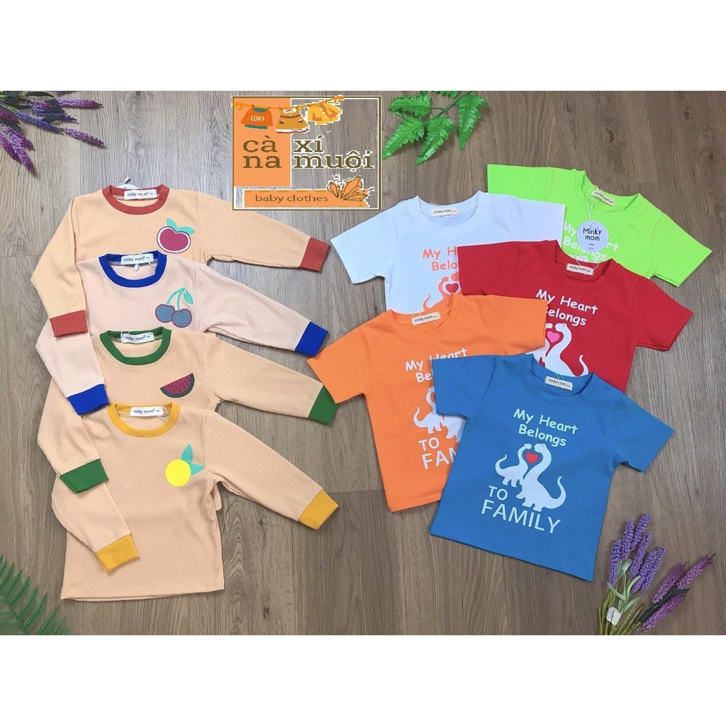 FREE SHIPÁo Minky Mom COTTON FULLSIZE(8-32kg) Cộc Tay Hàng Chuẩn Hoạ Tiết Dể Thương Cho Bé Gái Bé Trai, Đủ Màu