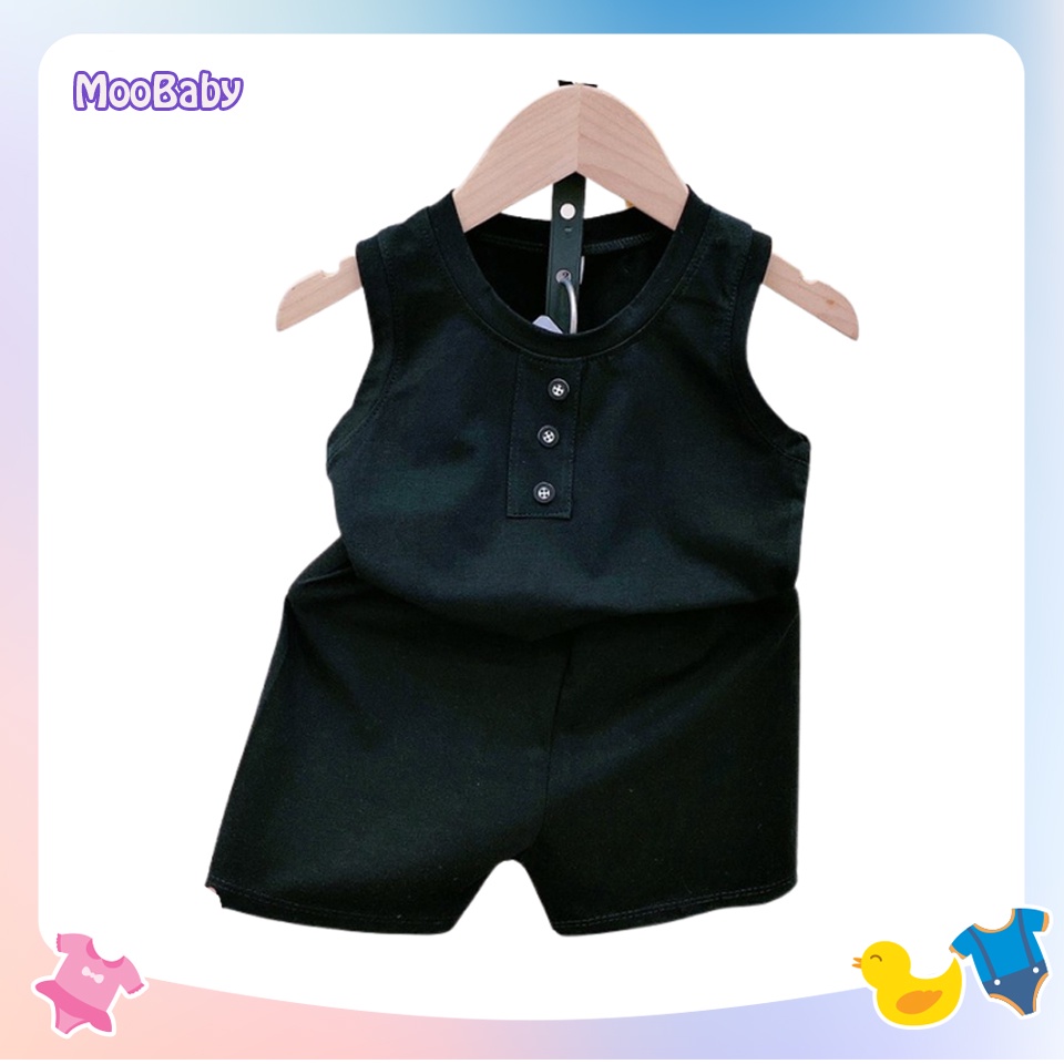 Bộ Ba Lỗ Cúc Bé Trai MOOBABY,Bộ Sát Nách Chất Cotton 4C Cao Cấp Cho Bé Từ 6-18Kg