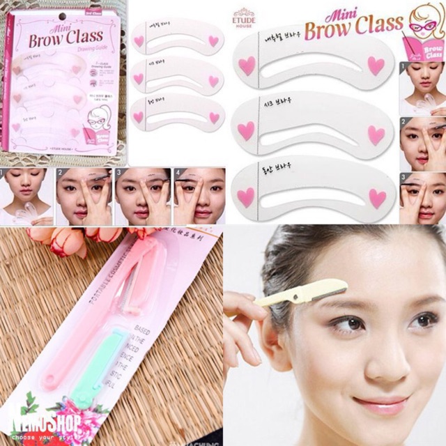 Combo sản phẩm kẻ mày (1 bút kẻ mày dạng sợi + bộ 3 khuôn kẻ mày)