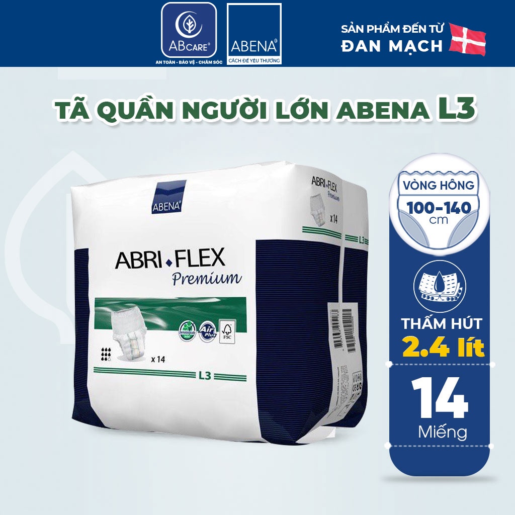 Combo 3 Bịch Tã Quần Người Lớn Abena Abri Flex Premium - Thấm hút 2.4 lít - Nhập Khẩu Đan Mạch (14 miếng/gói)