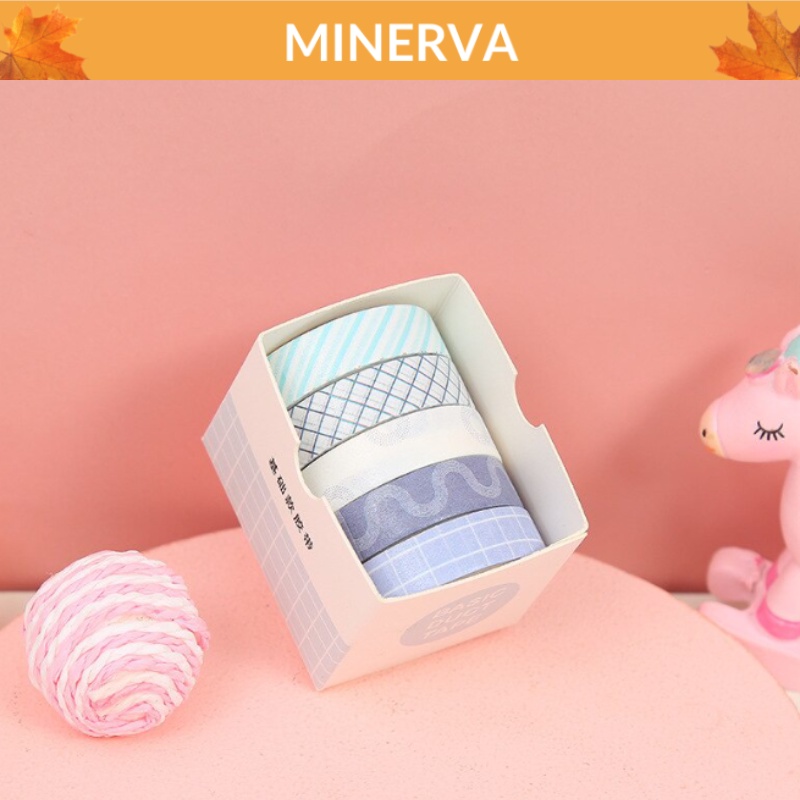 Set 5 cuộn băng dán WASHI dùng decor trang trí sổ thiệp , nhật ký, làm đồ thủ công, trang trí hộp quà tặng