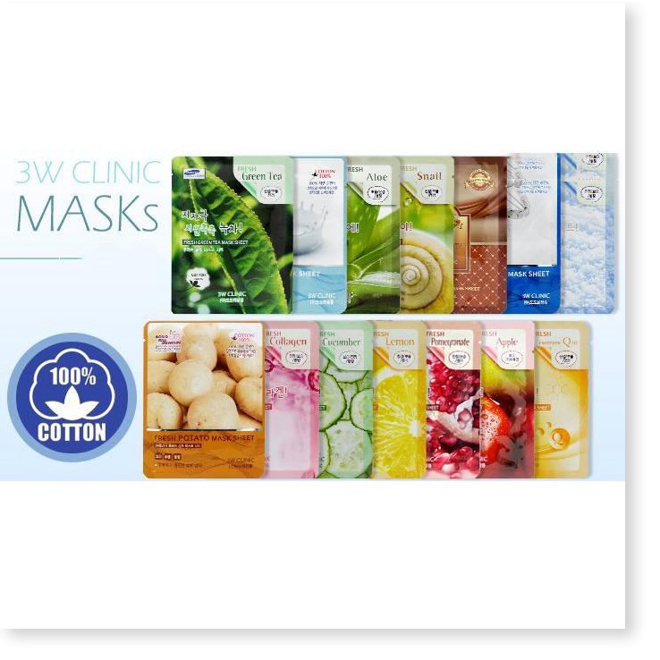 [Mã giảm giá] Bộ 10 gói Mặt nạ dưỡng trắng da chiết xuất khoai tây 3W Clinic Fresh Potato Mask Sheet