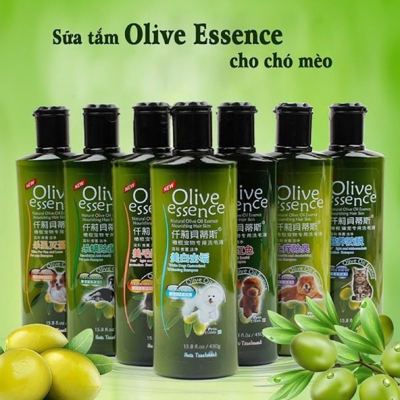 Sữa tắm cho chó mèo Olive Essence 450ml dầu tắm thú cưng Từ thiên nhiên