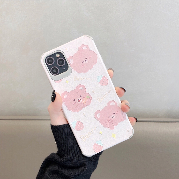 Ốp lưng iphone da Auto Focus bear hồng 6s/6splus/7/7plus/8/8plus/x/xr/xs/11/12/pro/max/plus/promax - Awifi Case U1-7 | BigBuy360 - bigbuy360.vn
