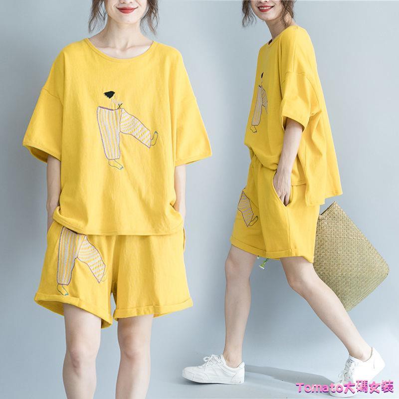 Bộ Đồ Thể Thao Ngắn Tay Size Lớn Thời Trang Mùa Hè Dành Cho Nữ 2021 / S-5Xl