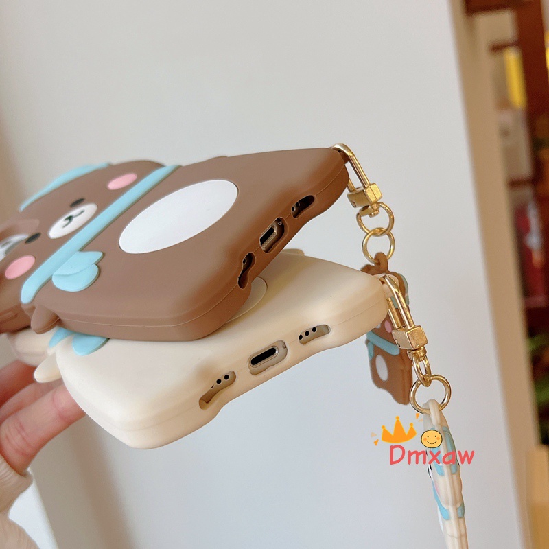 Ốp Điện Thoại Silicon Hình Gấu Nâu Đeo Khăn Choàng Cho iPhone 13 Pro Max 12 11 Pro Max X XR XS Max 8 7 6 6s Plus SE 2020