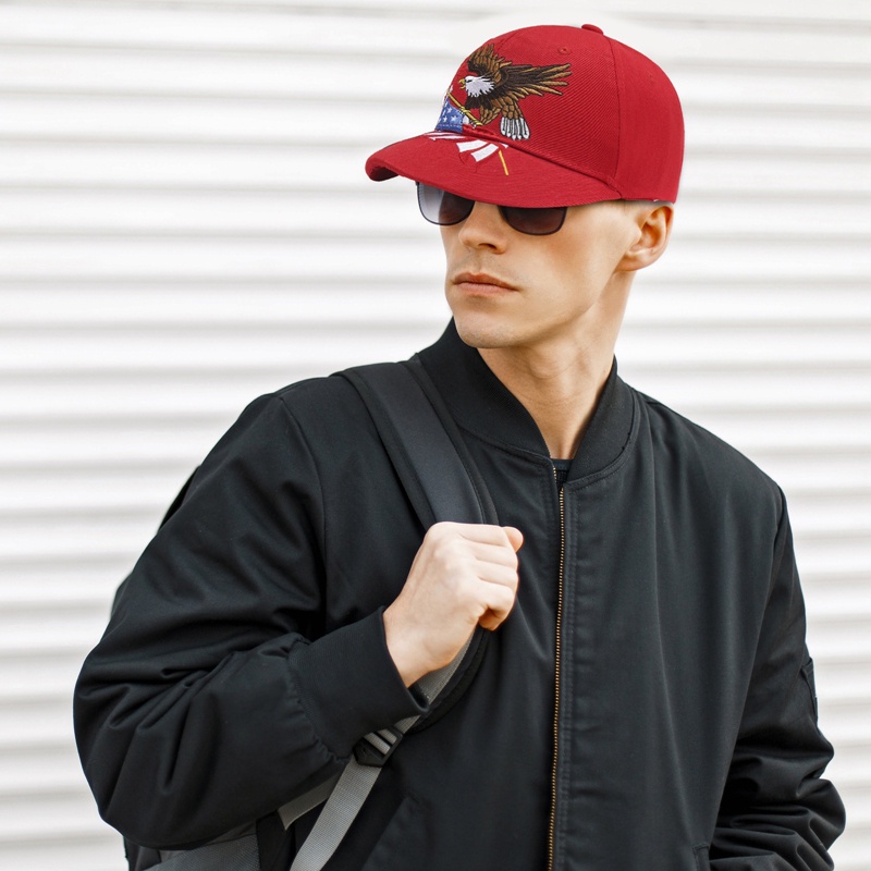 Nón Kết Thêu Hình Đại Bàng Và Cờ Mỹ 3d Màu Đen Thời Trang Nam Nữ