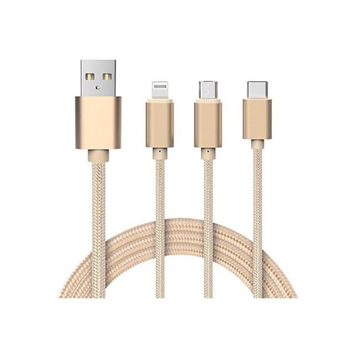 CÁP SẠC 3 ĐẦU HOCO X2 - MICRO USB - LIGHTNING - USB TYPE C dùng cho Iphone, Samsung, Type C