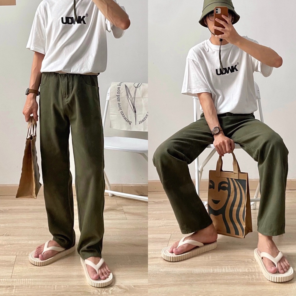 NOOBITA - Quần baggy nam ống suông vải denim 7701