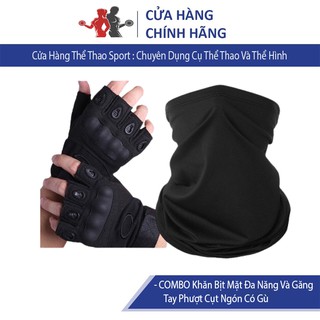 Combo khẩu trang bịt mặt và găng tay phượt cụt ngón có gù bảo vệ bàn tay