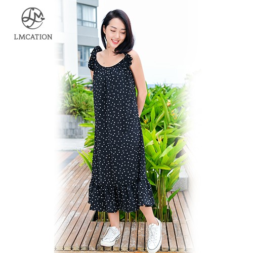 Đầm Maxi Tay Bèo Dáng Dài LMcation Susie - Đen Chấm Tim