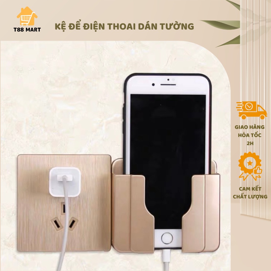 Giá đỡ điện thoại, điều khiển dính tường cho bạn rảnh tay và an toàn khi sạc chất liệu nhựa ABS miếng dán 3M chắc chắn