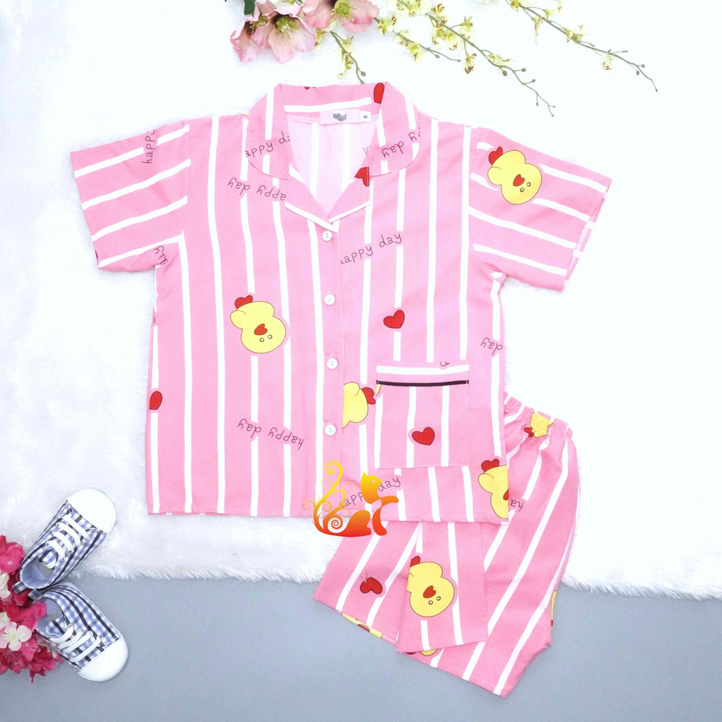 Đồ Bộ Mặc Nhà &quot;Vịt vàng sọc&quot; Pijama Kate Thái - Cho Bé 16kg - 38kg.