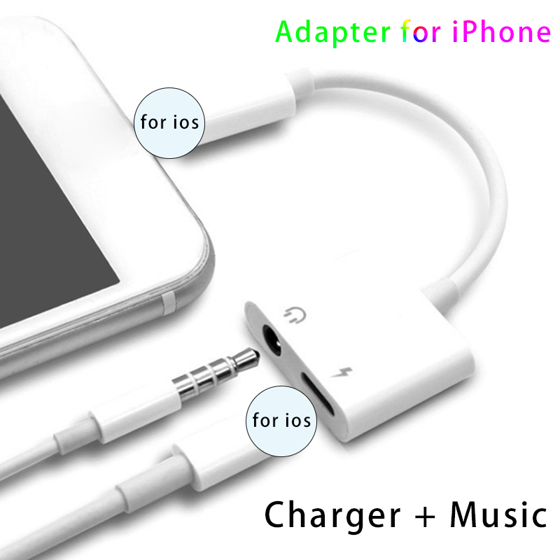 2 in 1 OTG USB for Apple iPhone XS MAX XR X 7 8 Plus Adapter Charging Lightning to 3.5mm Cable Splitter Cable Splitte