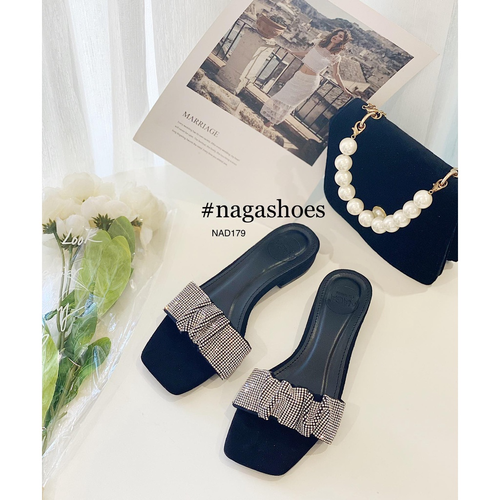 DÉP NAGASHOES QUAI NHÚN ĐÍNH HẠT 2P NAD179