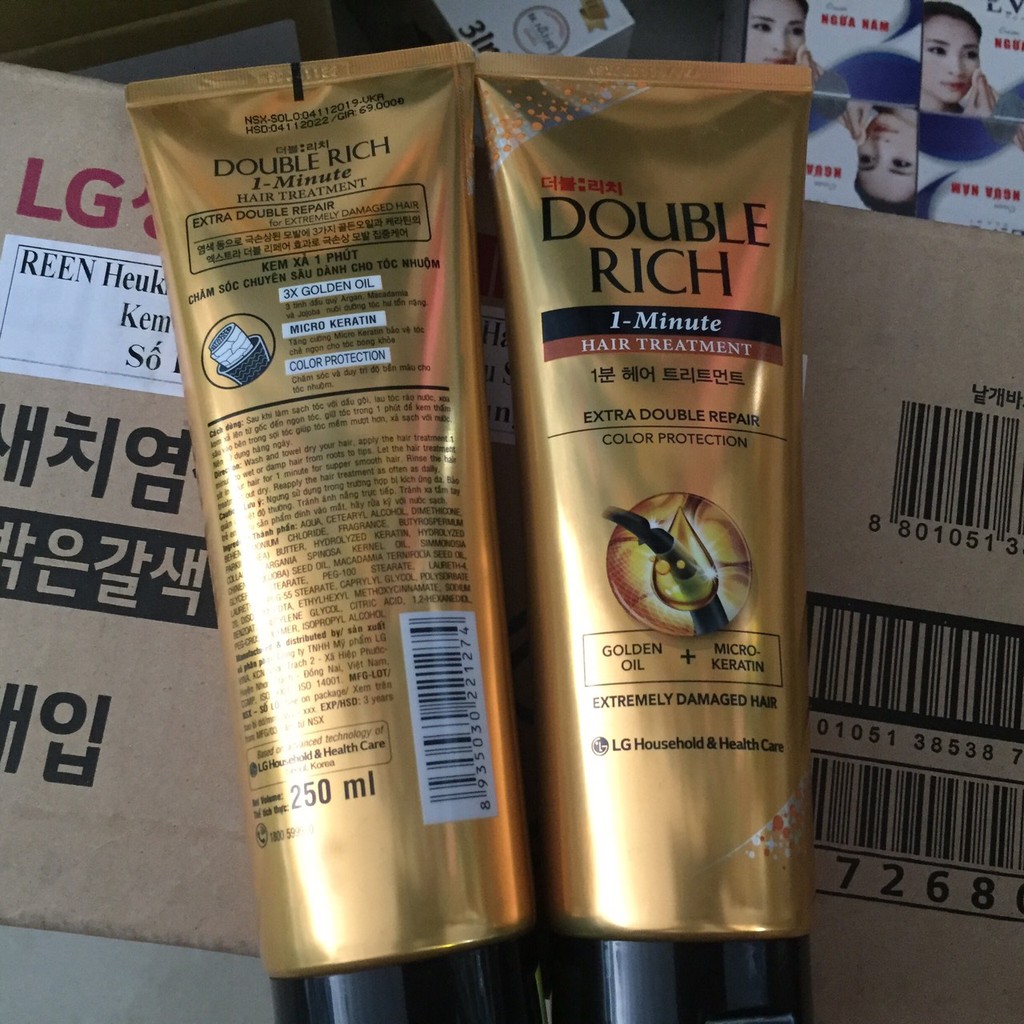 DOUBLE RICH dầu xả 1 phút chăm sóc chuyên sâu dành cho tóc nhuộm 250ml