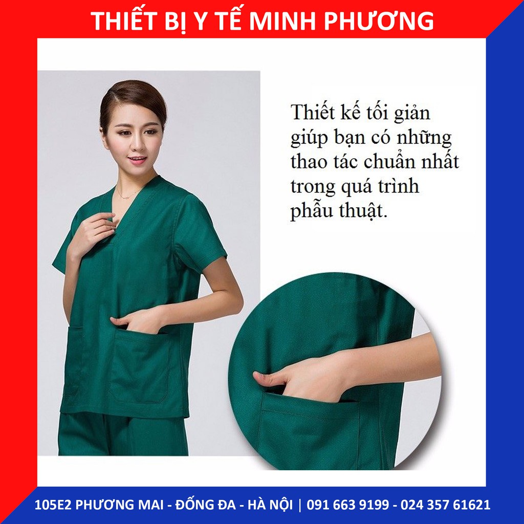 Bộ scrubs bác sĩ, quần áo y tế xanh lá cây nam, nữ các size S M L XL