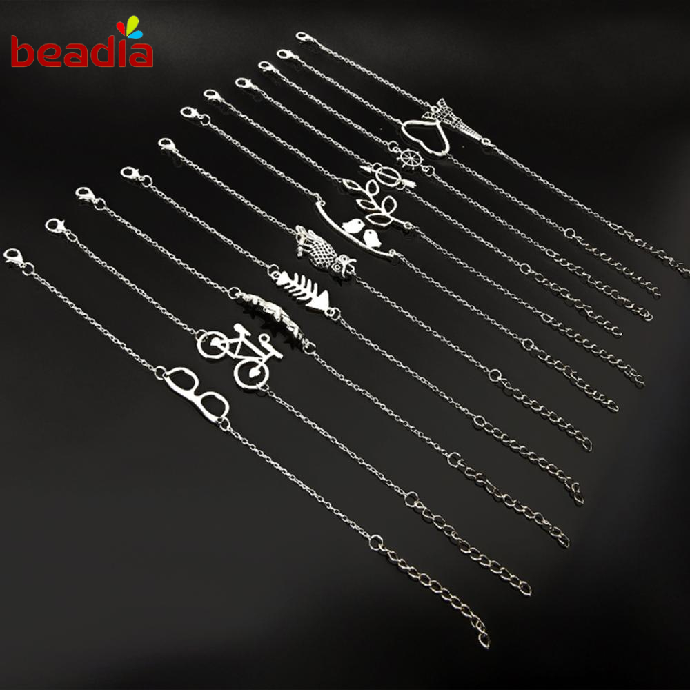 Vòng tay mạ bạc Beadia thiết kế đơn giản thời trang
