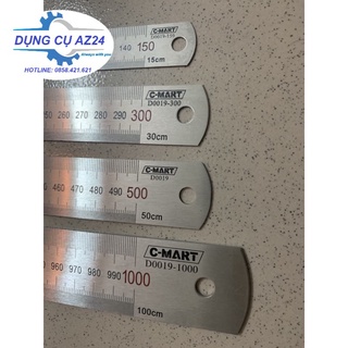 Thước kẻ 15cm 30cm 50cm 60cm c-mart d0019, thước lá thép không gỉ