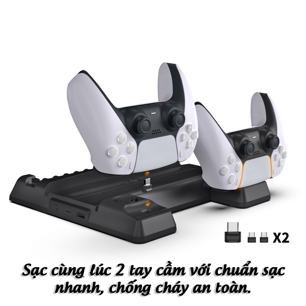 Đế tản nhiệt cho máy PS5 kèm dock sạc tay cầm, đế đứng làm mát cho máy PS5