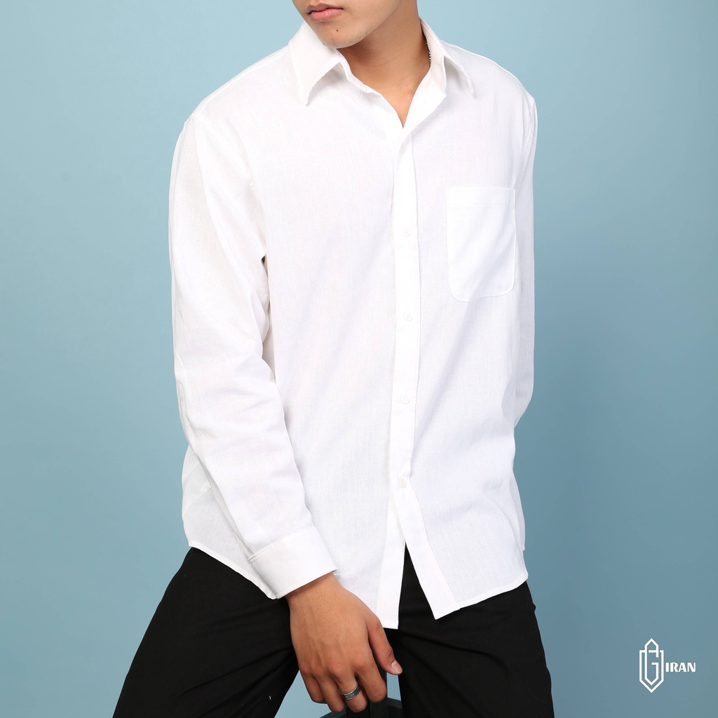 ÁO SƠ MI LINEN TRẮNG FORM RỘNG | GIRAN