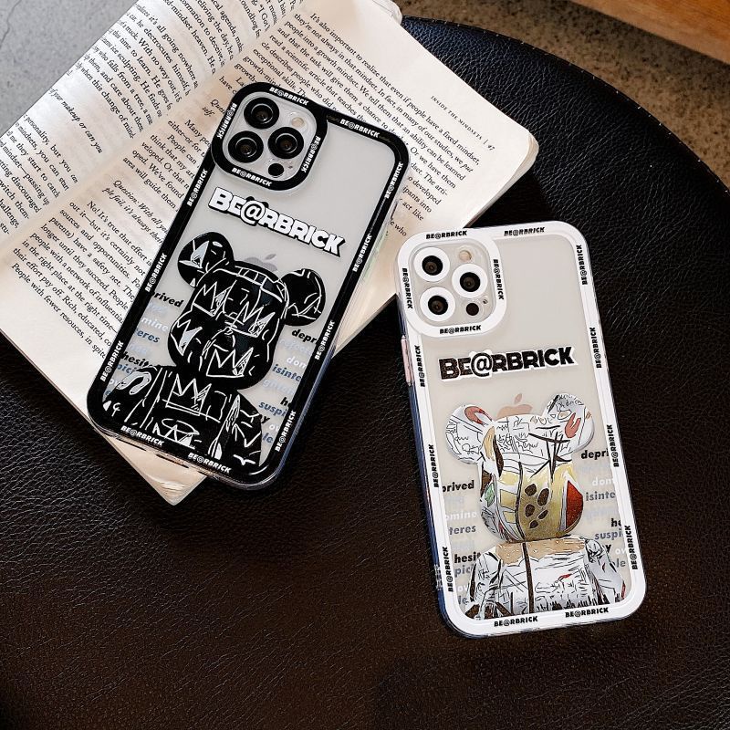 Ốp lưng Vina Case Vsmart Joy 3/Joy 4/Bee 3/...dẻo trong in hình Bearbrick viền