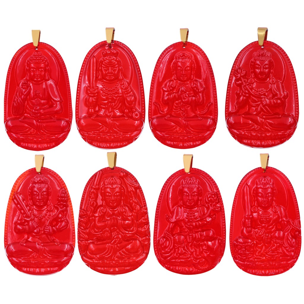 Vòng cổ Mặt Phật Phổ hiền pha lê đỏ 3.6 cm MFLOB6 - Hộ mệnh tuổi Thìn và Tỵ