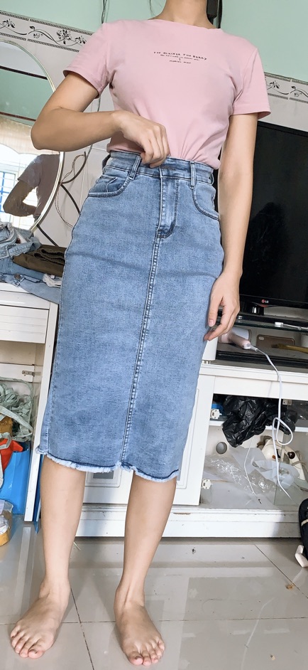 CHÂN VÁY JEAN BÚT CHÌ BIG SIZE DÀI QUA GỐI | BigBuy360 - bigbuy360.vn