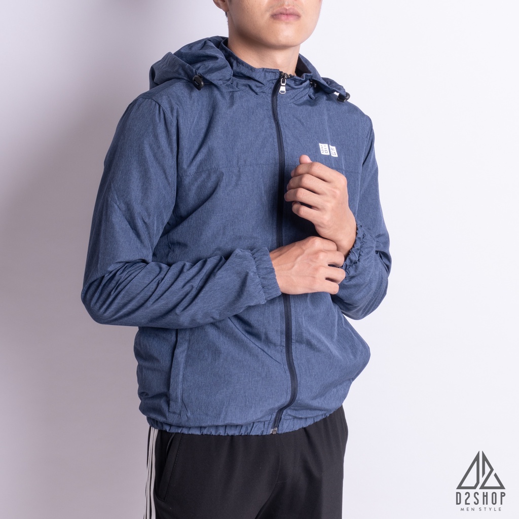 Áo khoác gió nam D2shop vải dù, màu xanh UNIQLO [K-813X]
