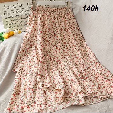 [Sẵn Đen] Chân Váy Voan Dài Hoạ Tiết Hoa Nhí Hang QCCC | BigBuy360 - bigbuy360.vn