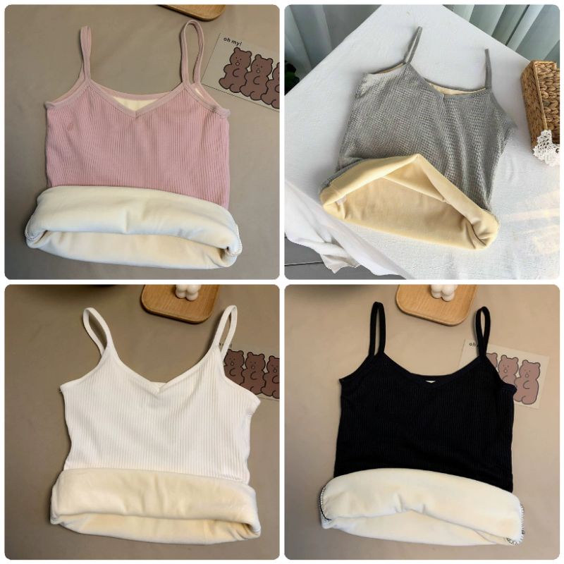 [Mã FAMARAL2 giảm 10K đơn 50K] Áo len tăm hai dây lót nỉ mẫu mới mùa thu đông 2021 thời trang siêu ấm | BigBuy360 - bigbuy360.vn