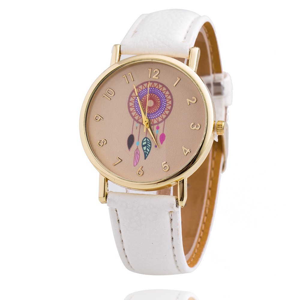 Đồng hồ đeo tay nữ có mặt họa tiết vòng bắt giấc mơ thời trang