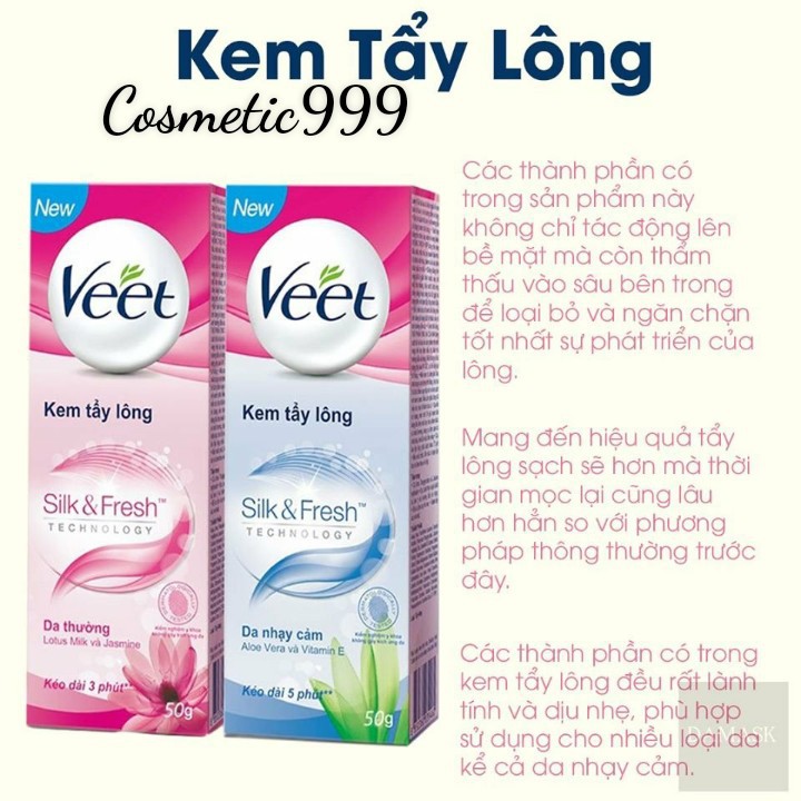 Kem tẩy lông veet pháp chính hãng tẩy lông nách lông chân lông tay dịu nhẹ sạch sẽ Cosmetic999