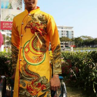 Áo dài cách tân nam.chat vai phi mo