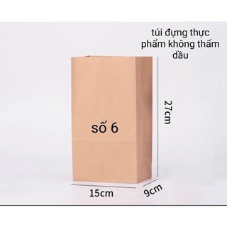 50 cái Túi giấy kraft đựng thực phẩm số 6 -