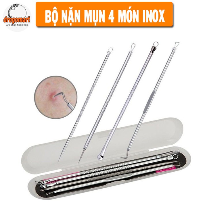 Bộ Dụng Cụ Nặn Mụn 4 Cây 8 Đầu Inox An Toàn Cho Da - DG0218