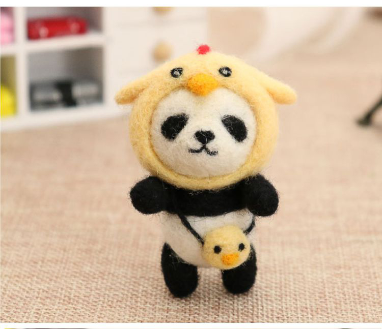 Wool FeltdiyMaterial Package Poke Handmade Fabric Panda Doll Pendant Doll Tourist Souvenir