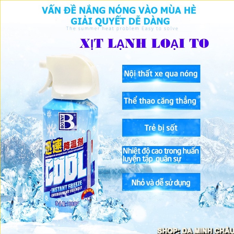 Bình Xịt Lạnh Tức Thì Chai Xịt Làm Mát Ghế Ngồi Ô Tô Yên Xe Máy Hoặc Phòng Trong Nhà Khử Mùi Hiệu Quả Chai To