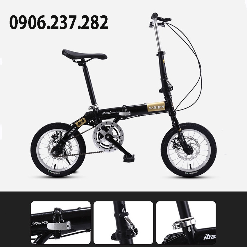 Xe đạp gấp gọn Sanhema BẢN 2 PHANH ĐĨA CAO CẤP- Xe đạp địa hình 16inch, 14inch khung carbon siêu nhẹ chịu lực 120KG