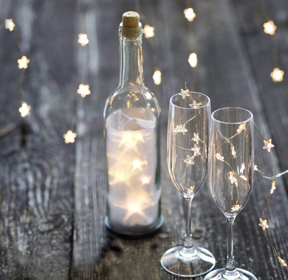 Dây Đèn LED 60 Bóng Hình Ngôi Sao Màu Sắc Bạc Dài 10ft Dùng Trang Trí Tiệc Giáng Sinh