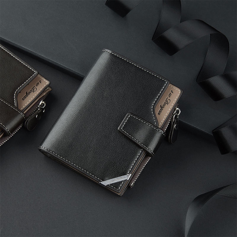 Ví Da Gập Ba Đa Năng Có Khóa Kéo Thời Trang Hàn Quốc 2019 Dành Cho Nam